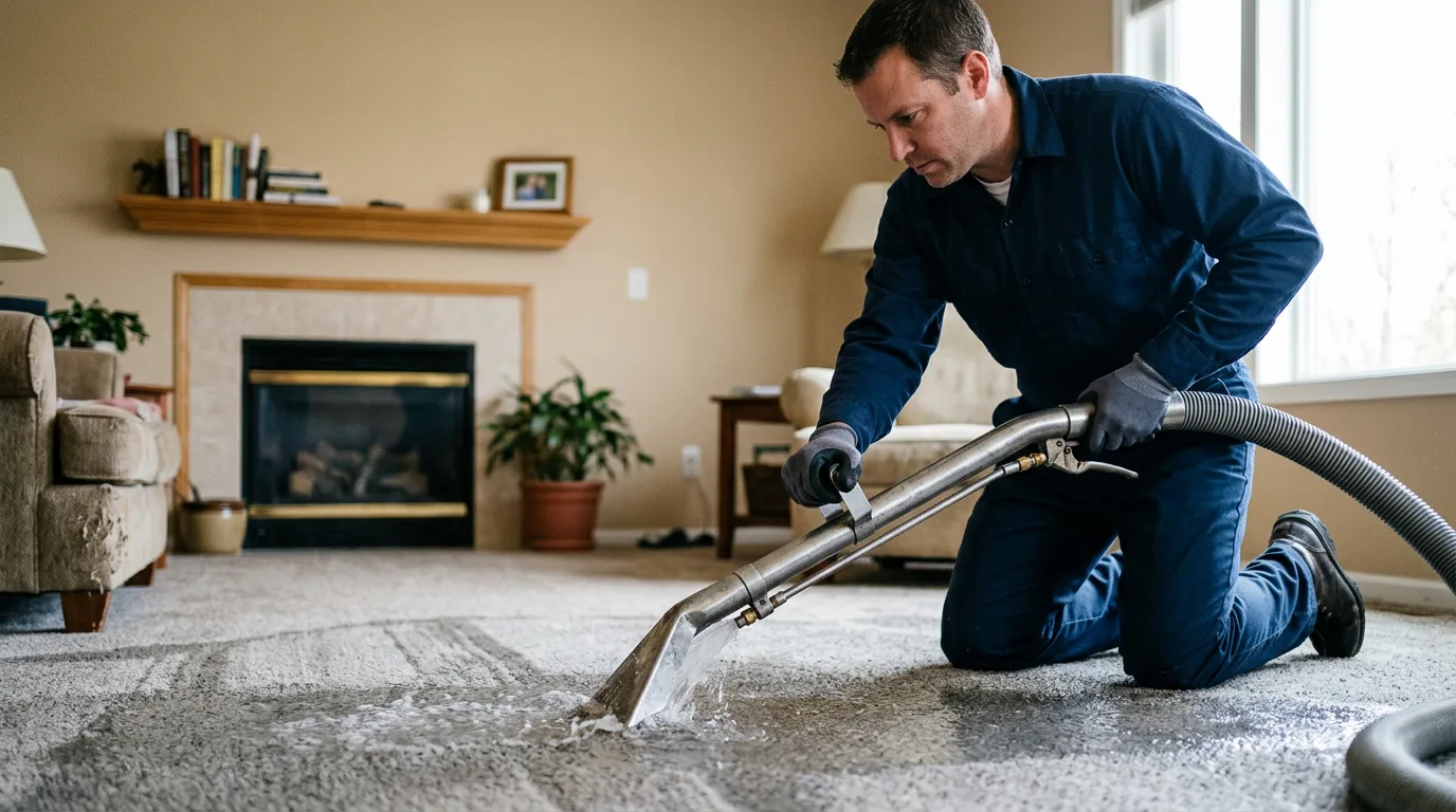 Water damage restoration technician working near Table Grove, IL